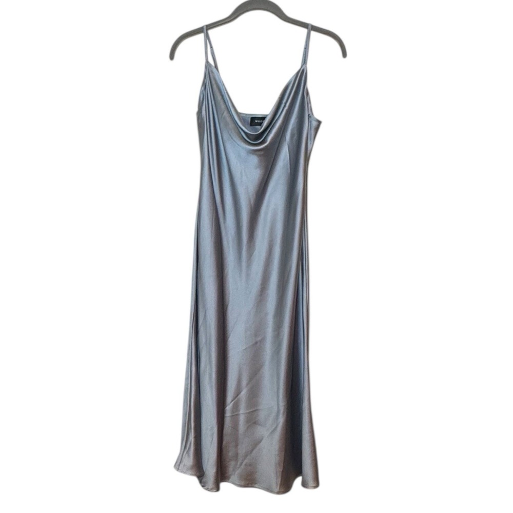White Fox Be My Lover Midi Silver Event Wedding Guest Bridemaid Shiny Dress L
